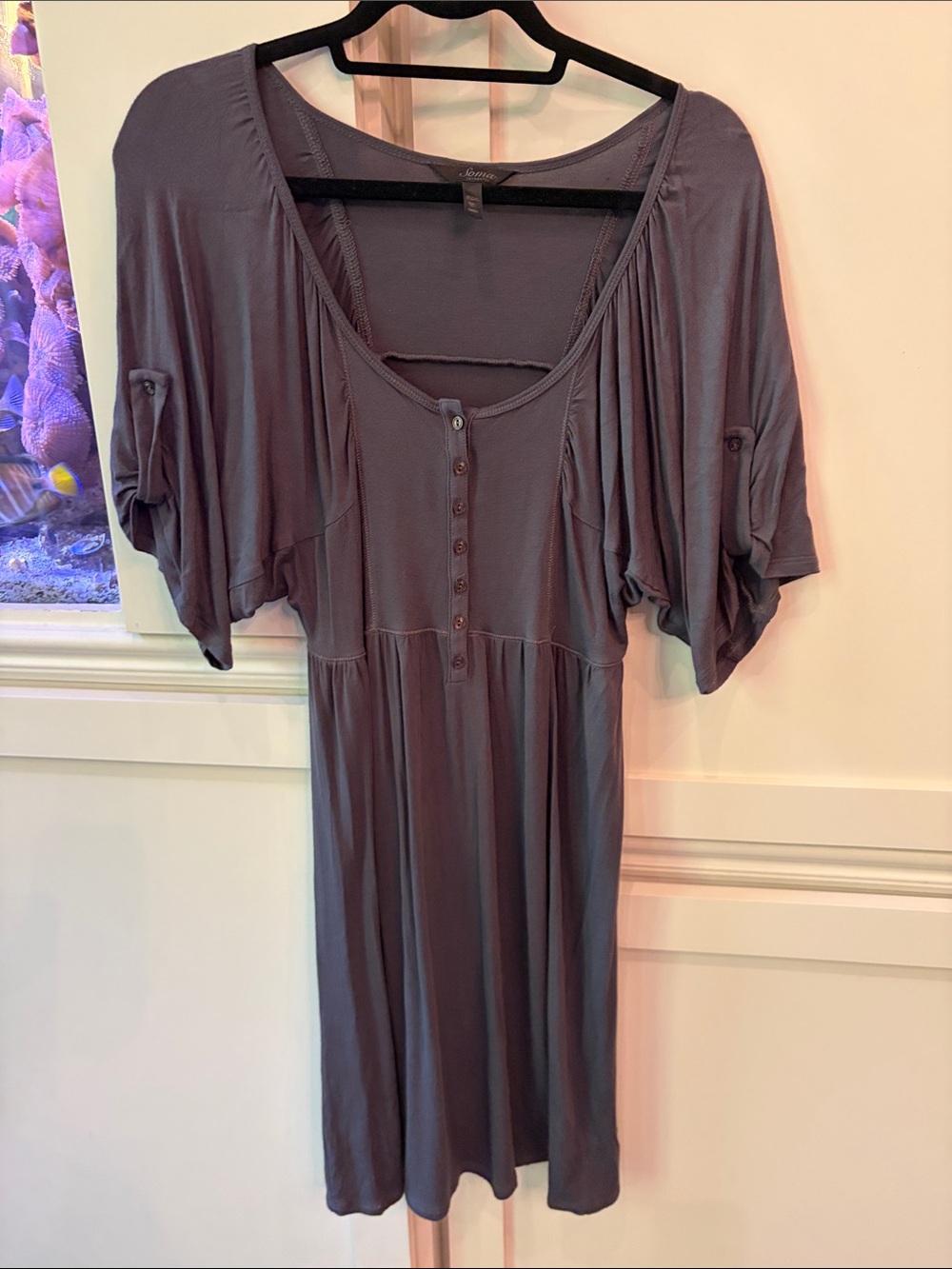 Soma Slate Gray Button-Front Midi Dress